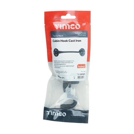 This is an image of Timco - Cabin Hooks - Black 4" (1 Each TIMpac) 527225