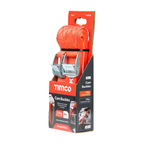 This is an image of Timco - Cam Buckles - Standard Duty 5m x 25mm (2 Pieces Box) 5CBTD2