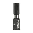 This is an image of Timco - Impact Driver Bits - Hex 5.0 x 25 (10 Pieces Handy Bit Pack) 5HX25X6