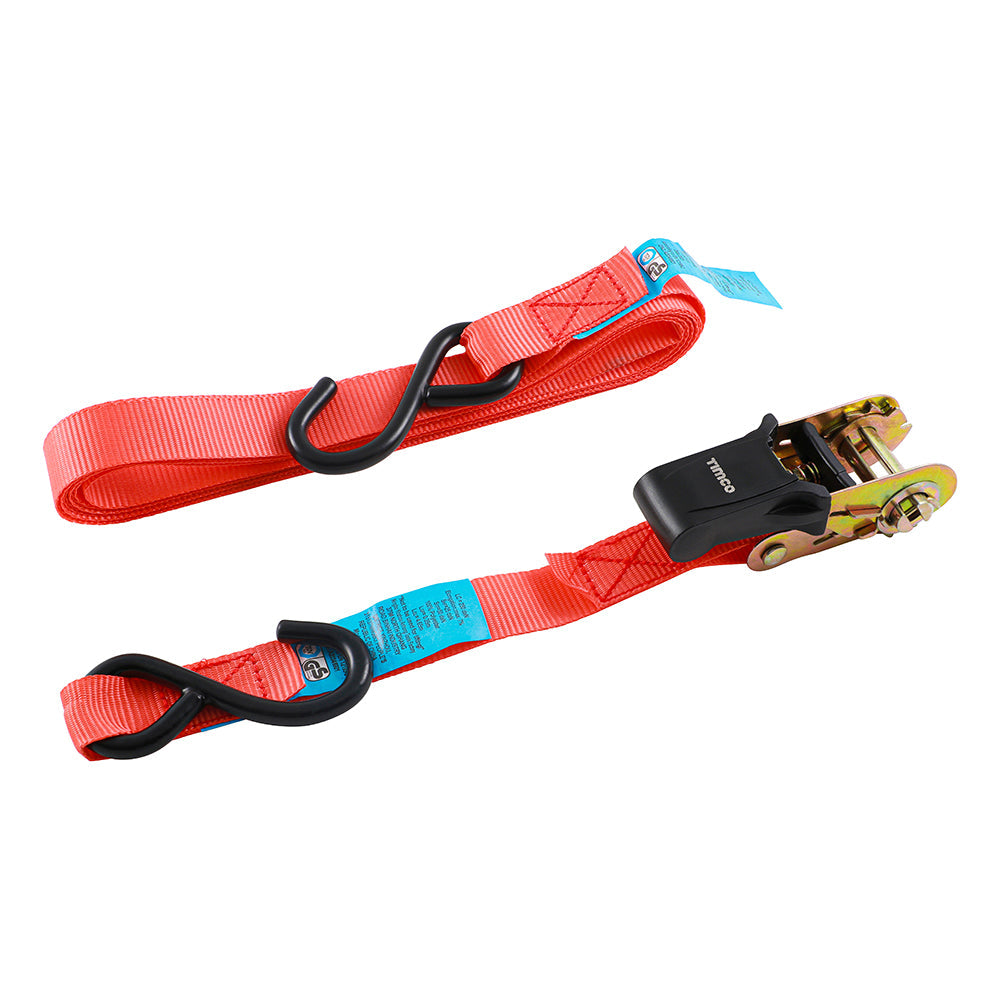 This is an image of Timco - Ratchet Straps - S Hook - Standard Duty 5m x 25mm (4 Pieces Box) 5RS4S