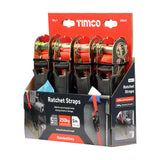 This is an image of Timco - Ratchet Straps - S Hook - Standard Duty 5m x 25mm (4 Pieces Box) 5RS4S