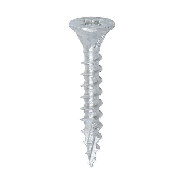 This is an image of Timco - C2 Exterior Strong-Fix Screws - PZ - Double Countersunk with Ribs - Twin-Cut - Silver 6.0 x 40mm - (200 PCS Box) 60040C2SBX