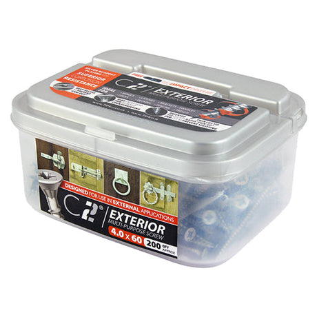 This is an image of Timco - C2 Exterior Strong-Fix Screws - PZ - Double Countersunk with Ribs - Twin-Cut - Silver 6.0 x 40mm - (150 PCS Tub) 60040C2S