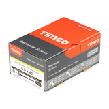 This is an image of Timco - Rainwater Screws - PZ - Low Profile Pan - Exterior - Black 6.0 x 40mm - (200 PCS Box) 60040CLARBBX