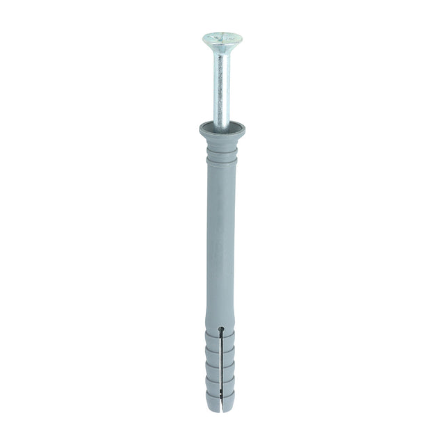 This is an image of Timco - Nylon Hammer Fixings - PZ - Zinc 6.0 x 40mm - (10 PCS TIMpac) 60040HFP