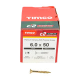 This is an image of Timco - C2 Clamp-Fix Screws - TX - Double Countersunk with Ribs - Twin-Cut - Yellow 6.0 x 50mm - (200 PCS Box) 60050C2C