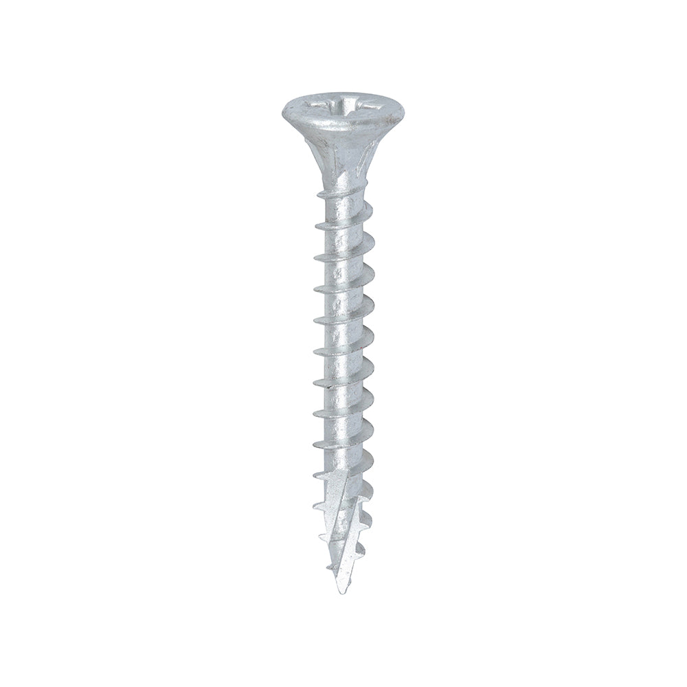 This is an image of Timco - C2 Exterior Strong-Fix Screws - PZ - Double Countersunk with Ribs - Twin-Cut - Silver 6.0 x 50mm - (120 PCS Tub) 60050C2S