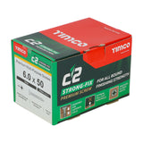 This is an image of Timco - C2 Strong-Fix Screws - PZ - Double Countersunk - Twin-Cut - Yellow 6.0 x 50mm - (200 PCS Box) 60050C2