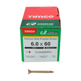 This is an image of Timco - C2 Strong-Fix Screws - PZ - Double Countersunk - Twin-Cut - Yellow 6.0 x 60mm - (200 PCS Box) 60060C2