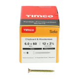 This is an image of Timco - Solo Chipboard & Woodscrews - PZ - Double Countersunk - Yellow 6.0 x 60mm - (200 PCS Box) 60060SOLOC