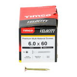 This is an image of Timco - Velocity Premium Multi-Use Screws - PZ - Double Countersunk - Yellow 6.0 x 60mm - (200 PCS Box) 60060VY