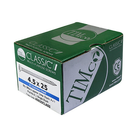 This is an image of Timco - Classic Multi-Purpose Screws - PZ - Double Countersunk - A2 Stainless Steel 6.0 x 70mm - (200 PCS Box) 60070CLASS