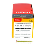 This is an image of Timco - Solo Chipboard & Woodscrews - PZ - Double Countersunk - Yellow 6.0 x 70mm - (200 PCS Box) 60070SOLOC