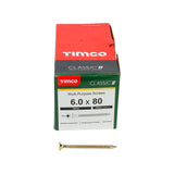 This is an image of Timco - Classic Multi-Purpose Screws - PZ - Double Countersunk - Yellow 6.0 x 80mm - (200 PCS Box) 60080CLAF