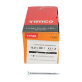 This is an image of Timco - Solo Chipboard & Woodscrews - PZ - Double Countersunk - Zinc 6.0 x 80mm - (200 PCS Box) 60080SOLOZ