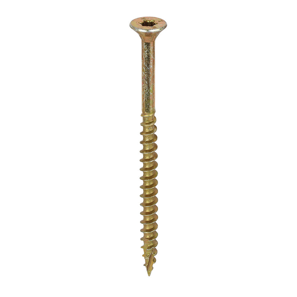 This is an image of Timco - C2 Clamp-Fix Screws - TX - Double Countersunk with Ribs - Twin-Cut - Yellow 6.0 x 90mm - (100 PCS Box) 60090C2C