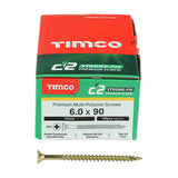 This is an image of Timco - C2 Strong-Fix Screws - PZ - Double Countersunk - Twin-Cut - Yellow 6.0 x 90mm - (100 PCS Box) 60090C2