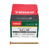 This is an image of Timco - Classic Multi-Purpose Screws - PZ - Double Countersunk - Yellow 6.0 x 90mm - (100 PCS Box) 60090CLAF