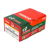 This is an image of Timco - C2 Clamp-Fix Screws - TX - Double Countersunk with Ribs - Twin-Cut - Yellow 6.0 x 100mm - (100 PCS Box) 60100C2C