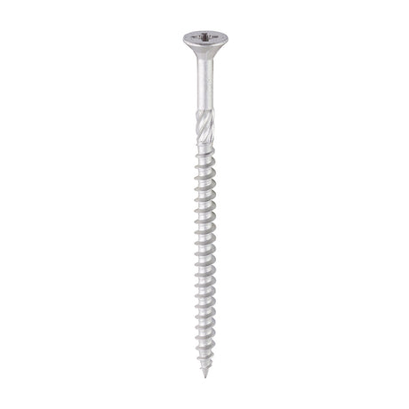 This is an image of Timco - C2 Exterior Strong-Fix Screws - PZ - Double Countersunk with Ribs - Twin-Cut - Silver 6.0 x 100mm - (100 PCS Box) 60100C2SBX