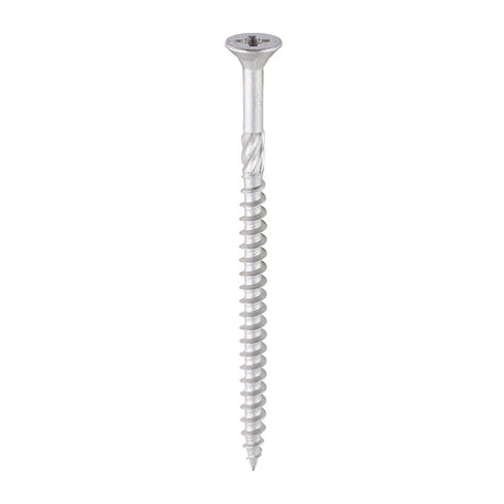 This is an image of Timco - C2 Exterior Strong-Fix Screws - PZ - Double Countersunk with Ribs - Twin-Cut - Silver 6.0 x 100mm - (60 PCS Tub) 60100C2S