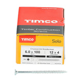 This is an image of Timco - Solo Chipboard & Woodscrews - PZ - Double Countersunk - Zinc 6.0 x 100mm - (100 PCS Box) 60100SOLOZ