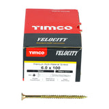 This is an image of Timco - Velocity Premium Multi-Use Screws - PZ - Double Countersunk - Yellow 6.0 x 100mm - (100 PCS Box) 60100VY