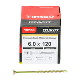 This is an image of Timco - Velocity Premium Multi-Use Screws - PZ - Double Countersunk - Yellow 6.0 x 120mm - (100 PCS Box) 60120VY