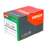 This is an image of Timco - Classic Multi-Purpose Screws - PZ - Double Countersunk - A4 Stainless Steel 6.0 x 130mm - (100 PCS Box) 60130CLA4
