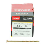 This is an image of Timco - Velocity Premium Multi-Use Screws - PZ - Double Countersunk - Yellow 6.0 x 130mm - (100 PCS Box) 60130VY