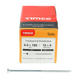 This is an image of Timco - Solo Chipboard & Woodscrews - PZ - Double Countersunk - Zinc 6.0 x 150mm - (100 PCS Box) 60150SOLOZ