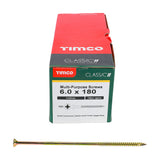 This is an image of Timco - Classic Multi-Purpose Screws - PZ - Double Countersunk - Yellow 6.0 x 180mm - (100 PCS Box) 60180CLAF