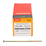 This is an image of Timco - Solo Woodscrews - PZ - Double Countersunk - Yellow 6.0 x 180mm - (100 PCS Box) 60180SOLOC