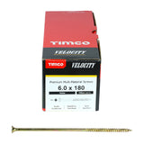 This is an image of Timco - Velocity Premium Multi-Use Screws - PZ - Double Countersunk - Yellow 6.0 x 180mm - (100 PCS Box) 60180VY