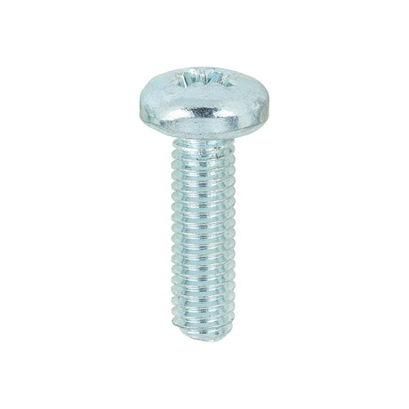 This is an image of Timco - Metric Threaded Machine Screws - PZ - Pan Head - Zinc M6 x 20mm - (100 PCS Box) 6020PPM