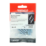 This is an image of Timco - Machine Screws - PZ - Countersunk & Hex Nuts - Zinc M6 x 40mm - (10 PCS TIMpac) 6040CPMHNP