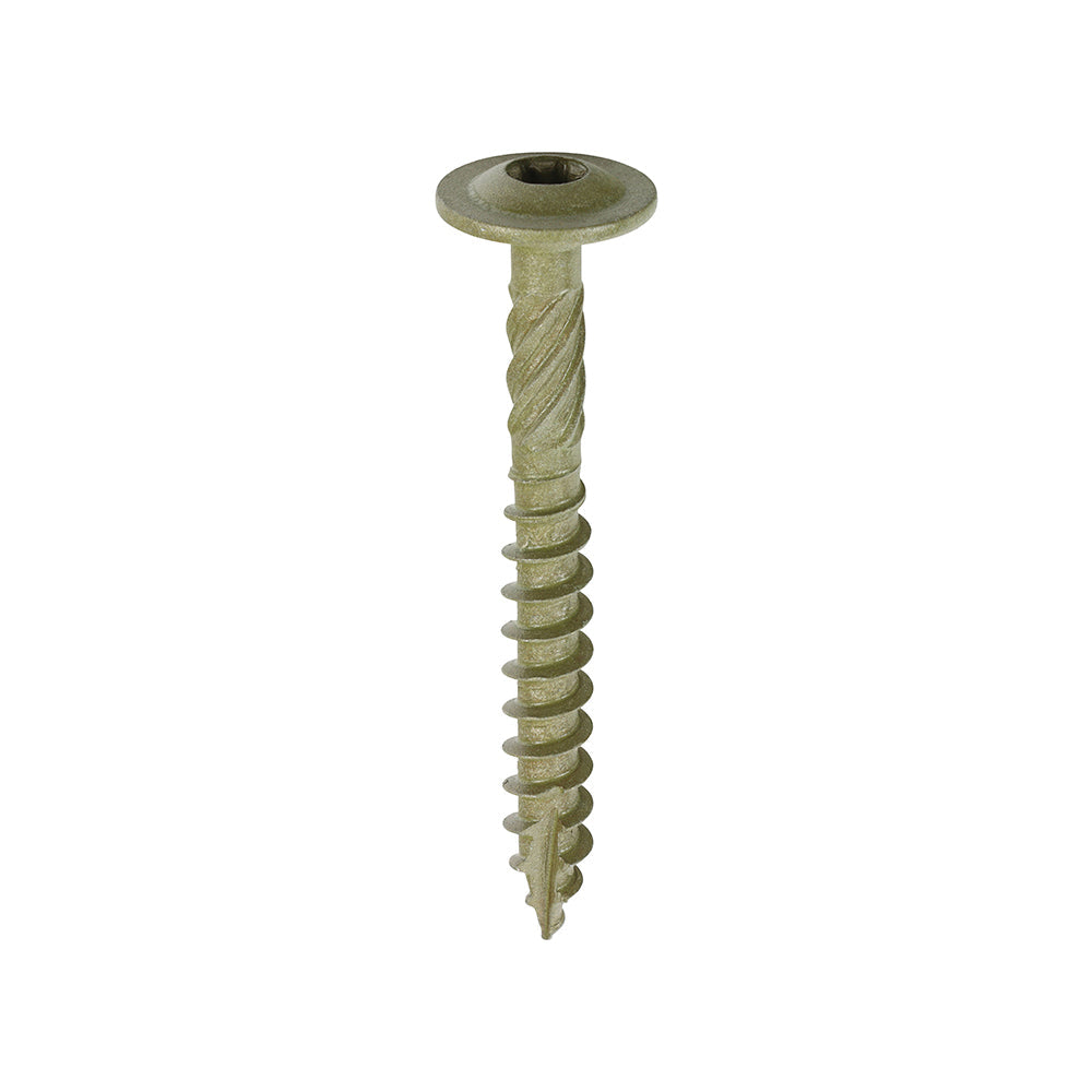 This is an image of Timco - Timber Frame Construction & Landscaping Screws - Wafer - Exterior - Green Organic 6.7 x 60mm - (50 PCS Box) 60INW