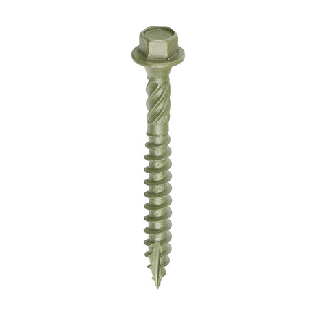This is an image of Timco - Timber Frame Construction & Landscaping Screws - Hex - Exterior - Green Organic 6.7 x 60mm - (50 PCS Box) 60IN