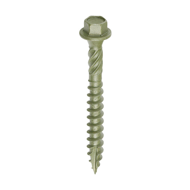 This is an image of Timco - Timber Frame Construction & Landscaping Screws - Hex - Exterior - Green Organic 6.7 x 60mm - (50 PCS Box) 60IN