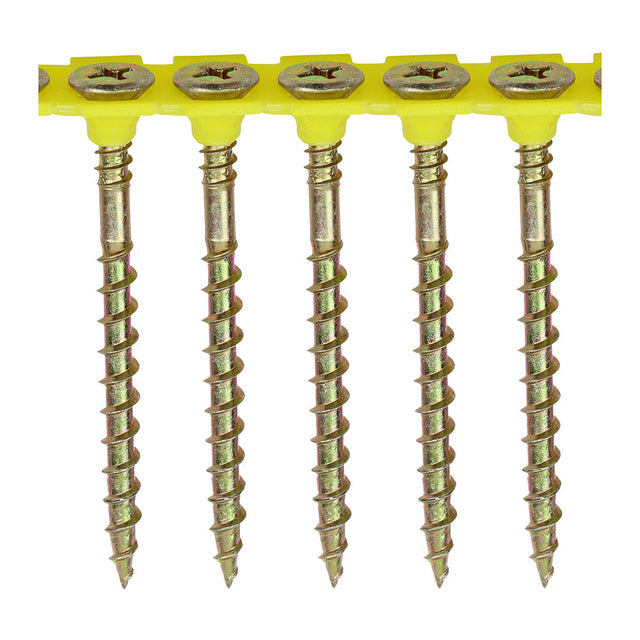 This is an image of Timco - Solo Collated Chipboard & Woodscrews - PH - Double Countersunk - Yellow 4.5 x 60mm - (500 PCS Box) 60SCOLY