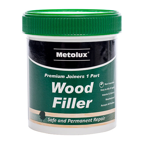 This is an image of Timco - Metolux 1 Part Wood Filler - White 250ml (1 Each Tin) 65388