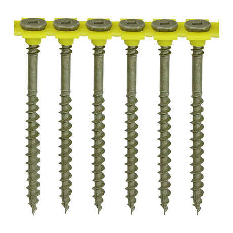 This is an image of Timco - C2 Collated Deck-Fix Screws - SQ - Countersunk with Ribs - Twin-Cut - Green 4.5 x 65mm - (500 PCS Box) 65C2DCOLL