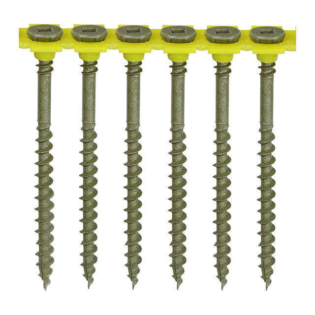 This is an image of Timco - C2 Collated Deck-Fix Screws - SQ - Countersunk with Ribs - Twin-Cut - Green 4.5 x 65mm - (500 PCS Box) 65C2DCOLL