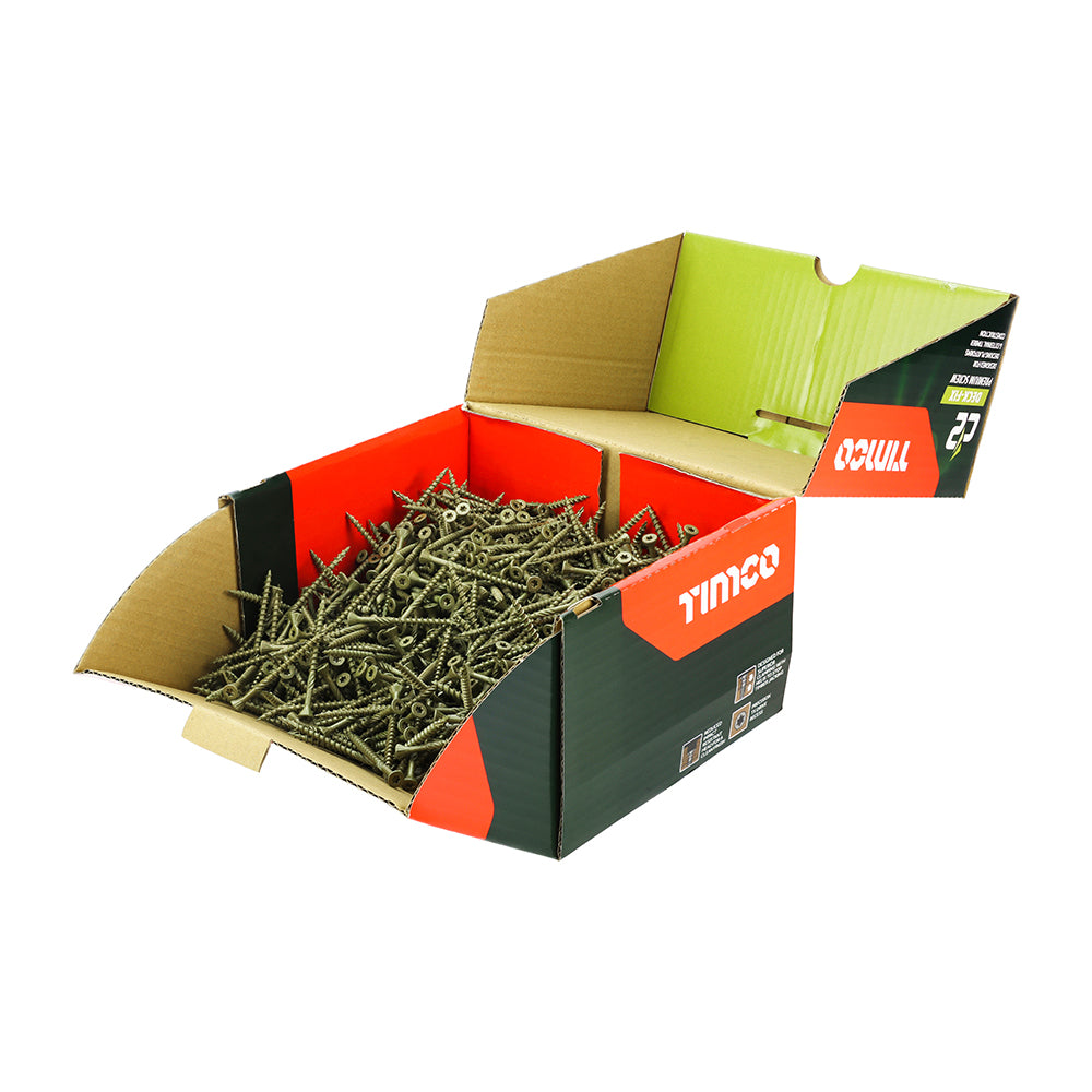 This is an image of Timco - C2 Deck-Fix Screws - TX - Countersunk with Ribs - Twin-Cut - Green 4.5 x 65mm - (1000 PCS Box) 65C2DIND