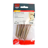 This is an image of Timco - Solo Coach Screws - Hex Flange - Yellow 6.0 x 70mm - (10 PCS TIMpac) 670SCSYP