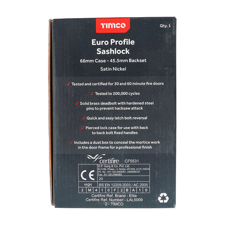 This is an image of Timco - Bathroom Lock - Satin Nickel 78mm (1 Each Box) 675222