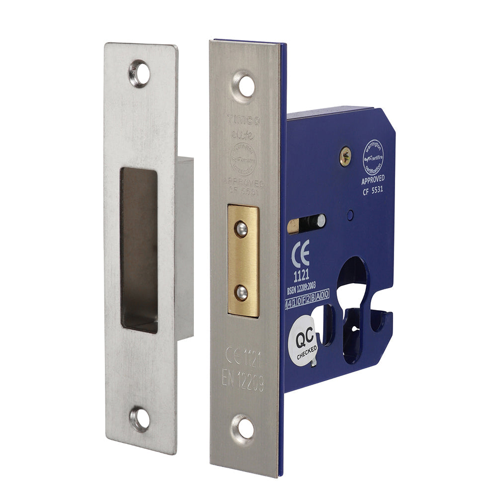 This is an image of Timco - Euro Deadlock - Satin Nickel 66 case / 45 backset (1 Each Box) 675513
