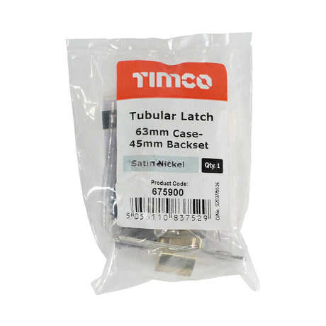 This is an image of Timco - Tubular Latch - Satin Nickel 67 case / 45 backset (1 Each Plain Bag) 675900