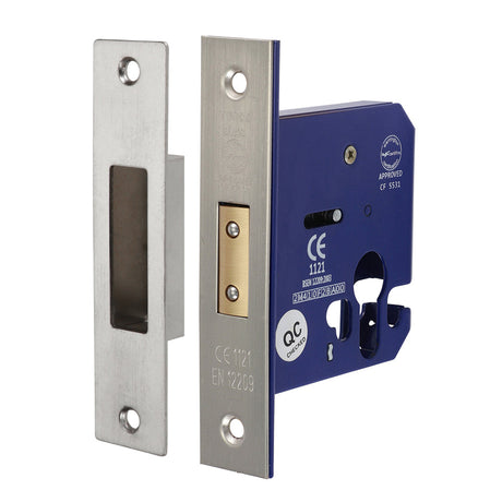 This is an image of Timco - Euro Deadlock - Satin Nickel 78 case / 56.5 backset (1 Each Box) 675955