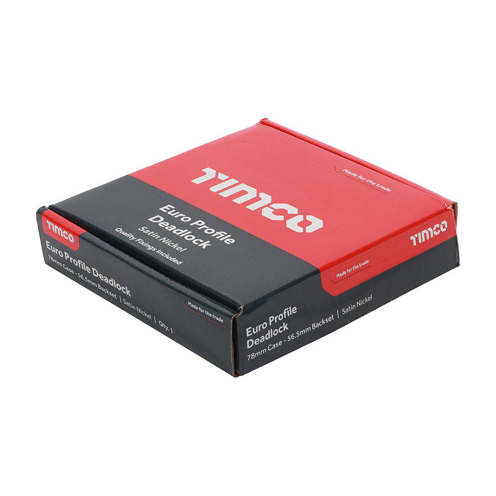 This is an image of Timco - Euro Deadlock - Satin Nickel 78 case / 56.5 backset (1 Each Box) 675955